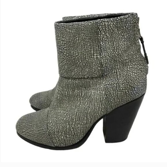 Rag & Bone Iron Classic Newbury Crackle Leather Zip Ankle Boots - Size 7 EU 37.5 - Picture 3 of 11
